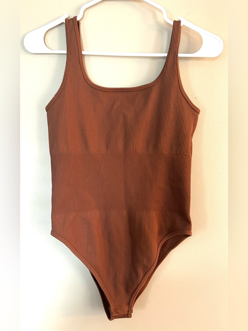 OQQ Brown Ribbed One-Piece Bodysuit